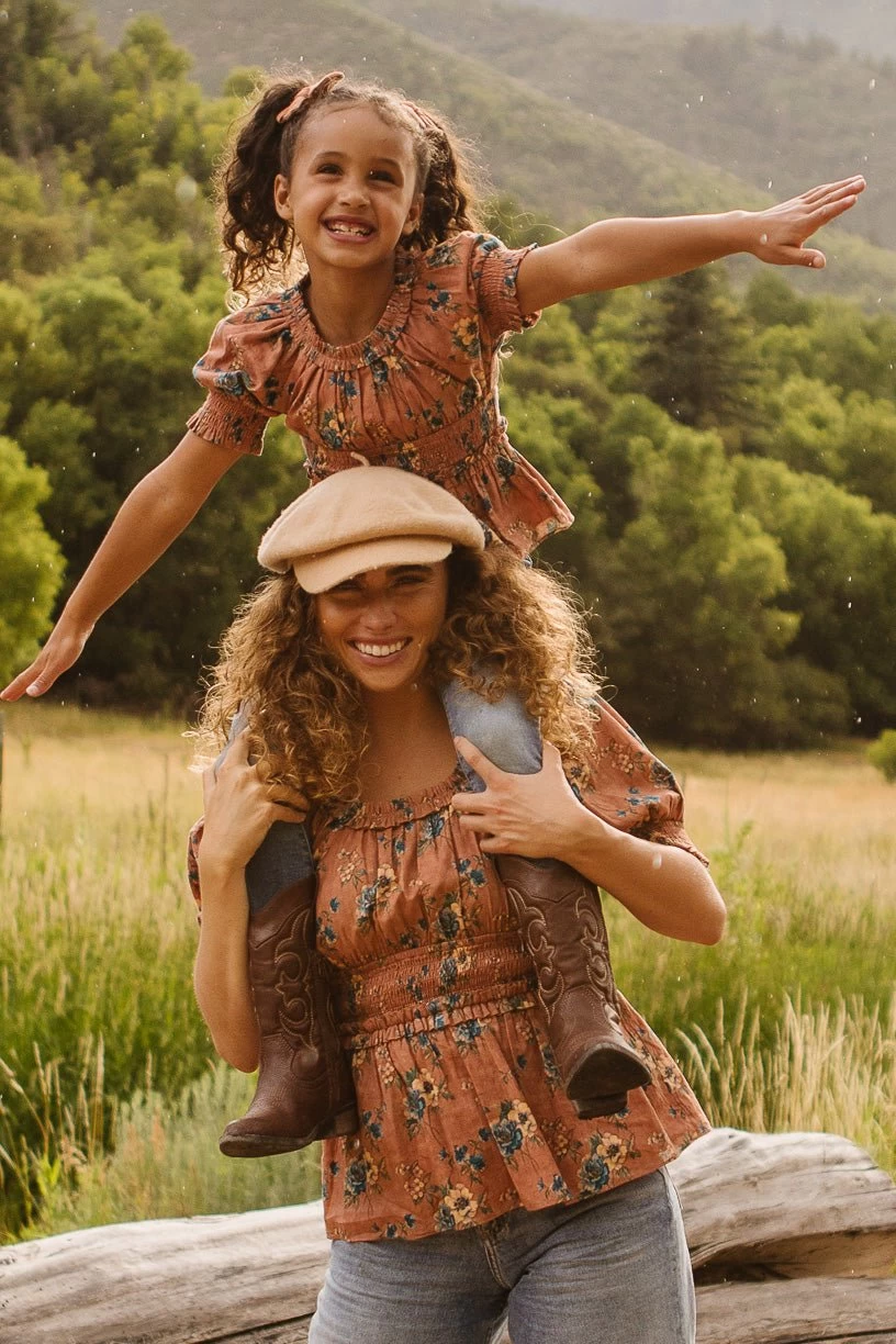 Mini Elena Top In Brown Floral - FINAL SALE - Image 2