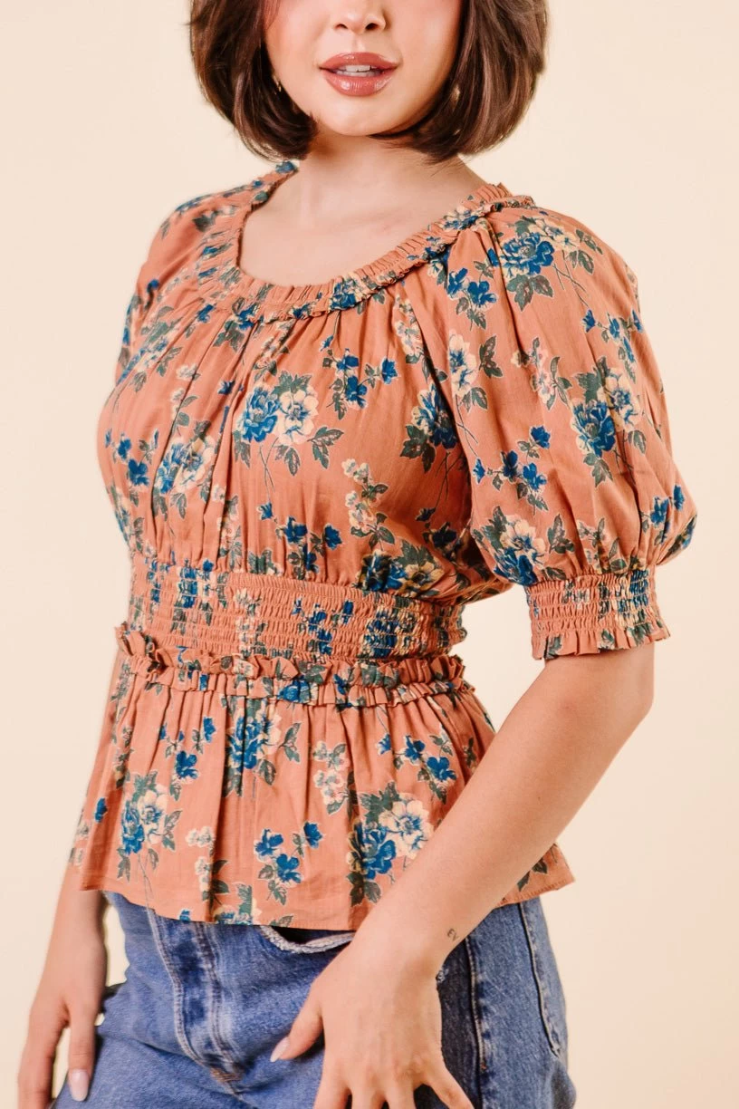 Elena Top In Brown Floral - FINAL SALE - Image 5