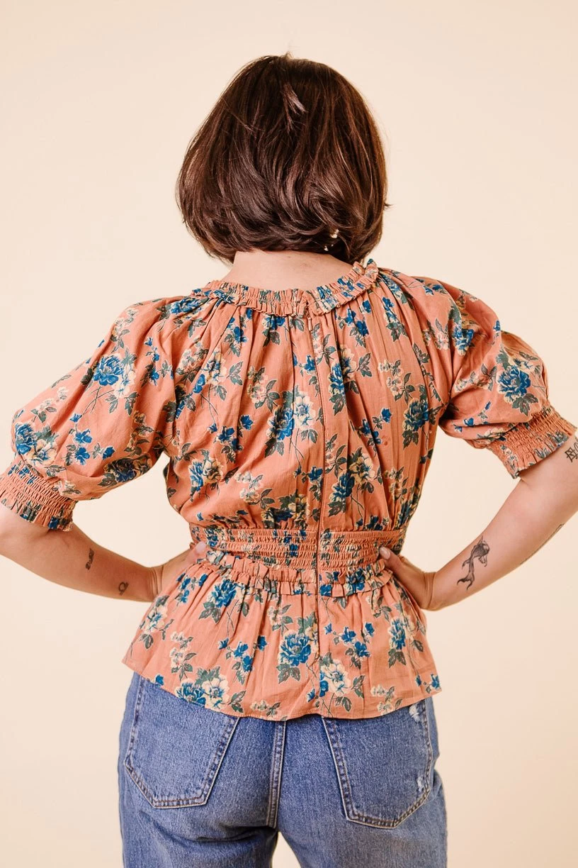 Elena Top In Brown Floral - FINAL SALE - Image 11