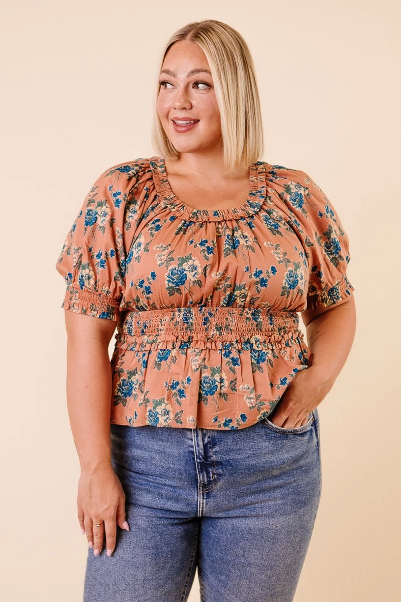Elena Top In Brown Floral - FINAL SALE - Image 6