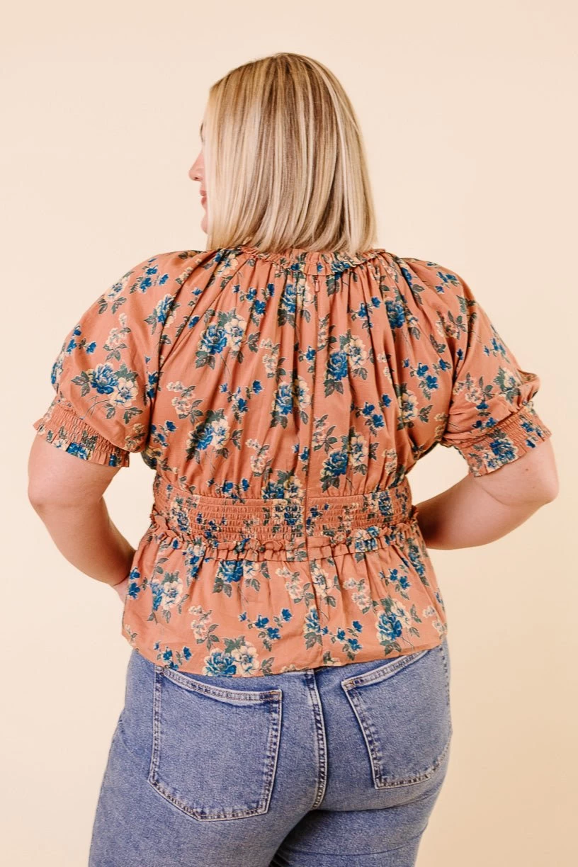 Elena Top In Brown Floral - FINAL SALE - Image 10