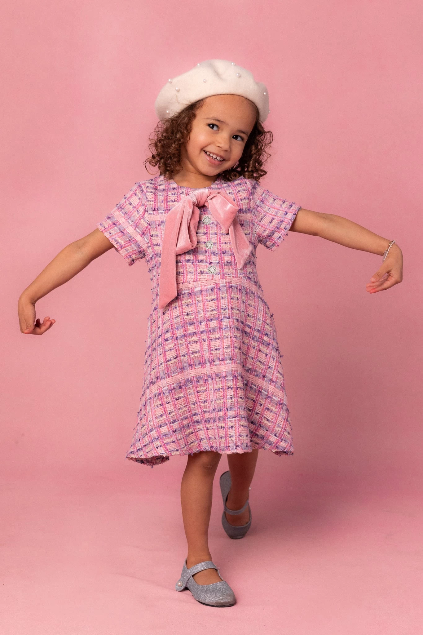 Mini Eloise Dress In Pink Tweed - Image 3