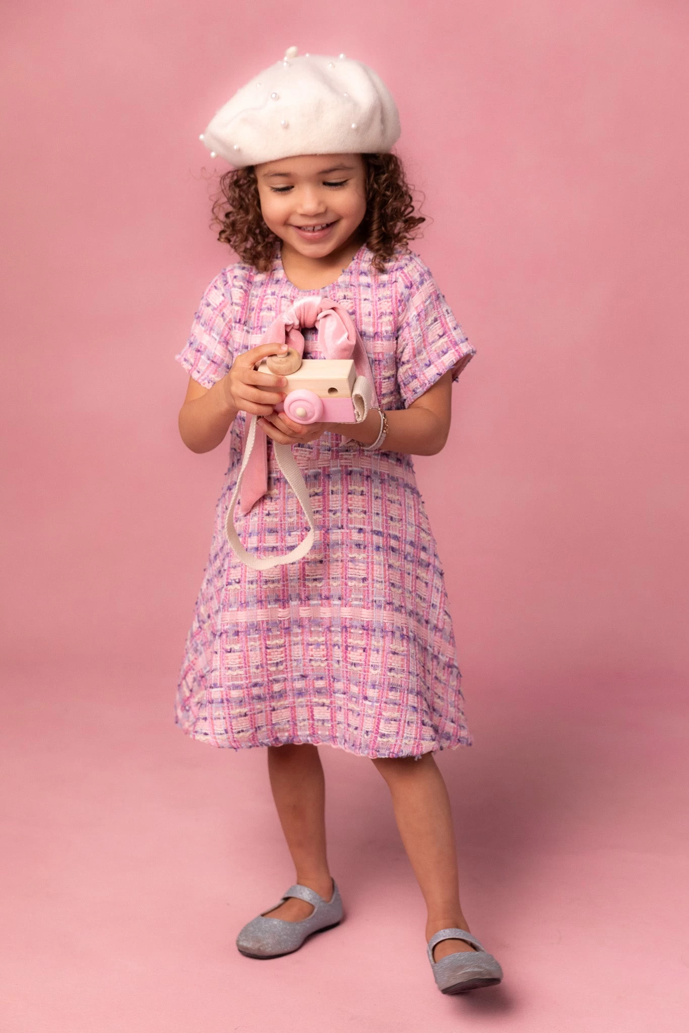 Mini Eloise Dress In Pink Tweed - Image 4
