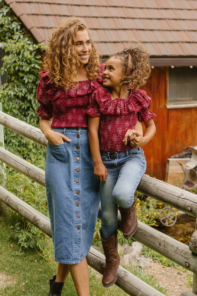 Gracie Top In Wine Floral - FINAL SALE - Image 4