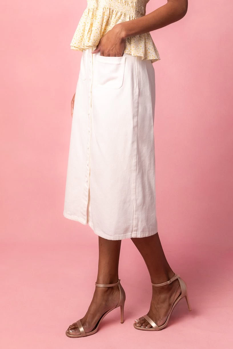 Emma Denim Skirt In White - Image 4