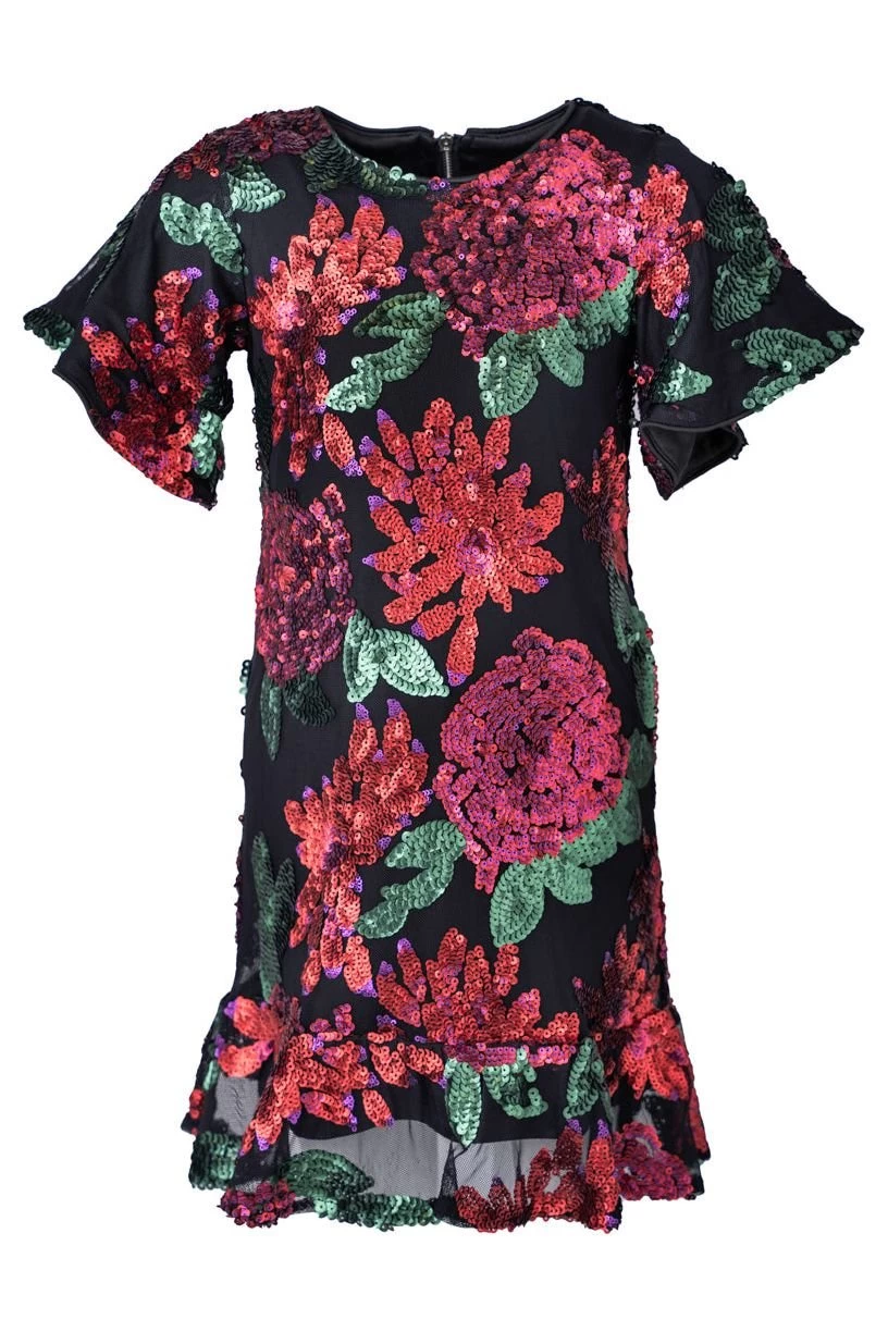 Evelyn Dress In Floral Sequin - FINAL SALE - Image 6