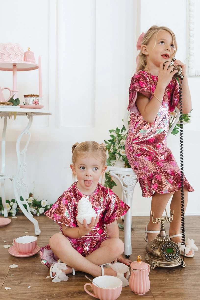 Mini Evelyn Dress In Sequin Hearts - Image 2