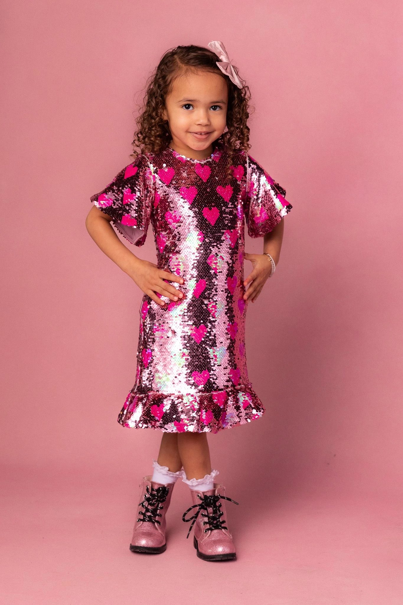 Mini Evelyn Dress In Sequin Hearts - Image 6