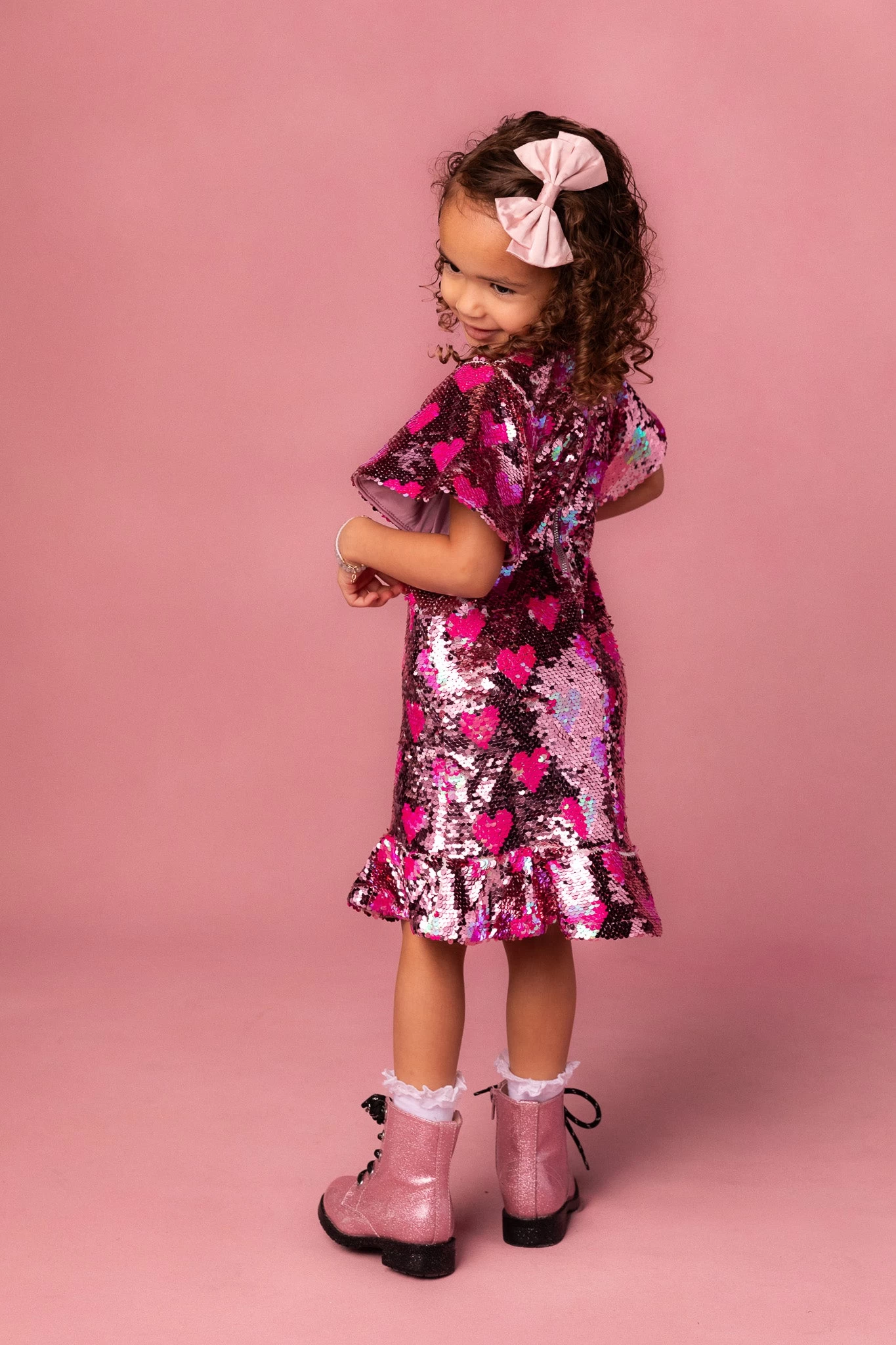 Mini Evelyn Dress In Sequin Hearts - Image 5