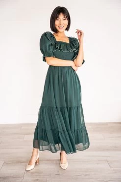 Gracie Dress In Emerald Chiffon - FINAL SALE