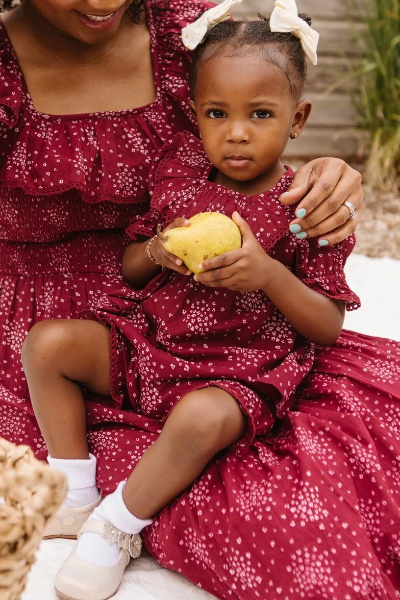 Baby Gracie Dress Set In Wine Floral - FINAL SALE