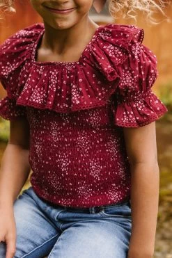 Mini Gracie Top In Wine Floral - FINAL SALE