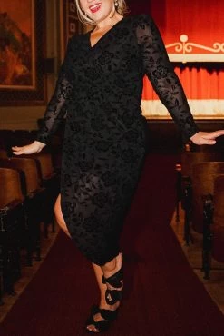 Amaya Burnout Dress In Black - FINAL SALE