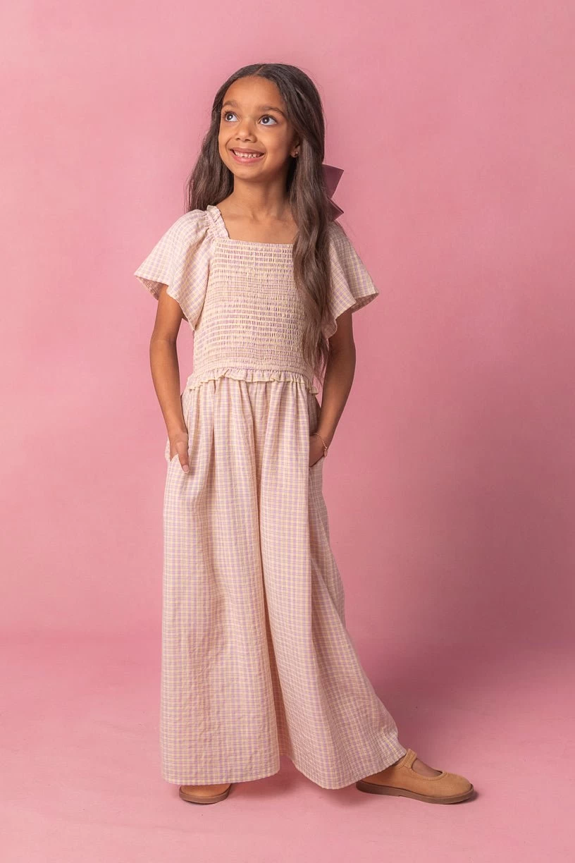 Mini Indie Jumpsuit In Lavender Gingham - Image 5
