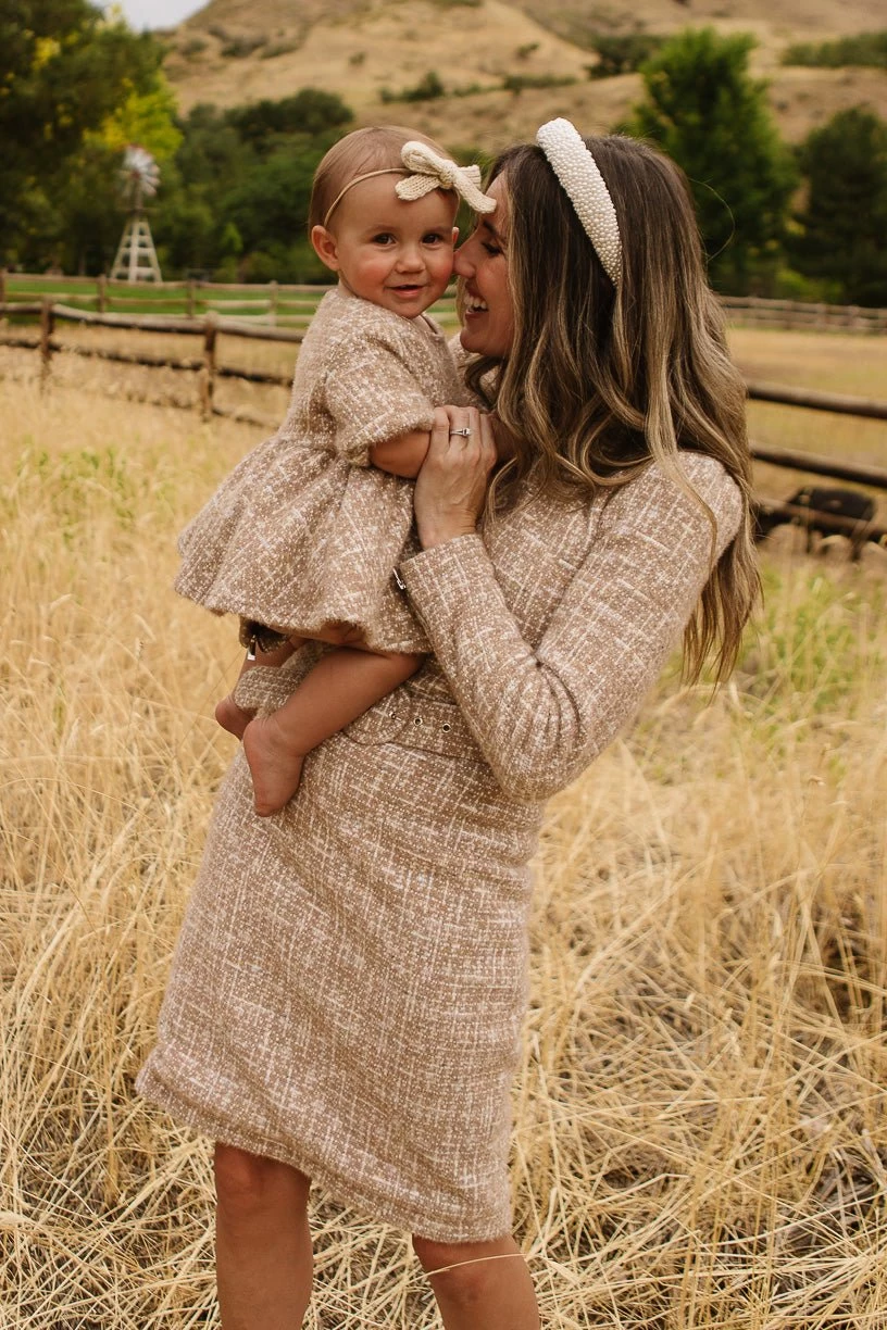 Jackie Dress In Taupe Boucle - FINAL SALE - Image 4