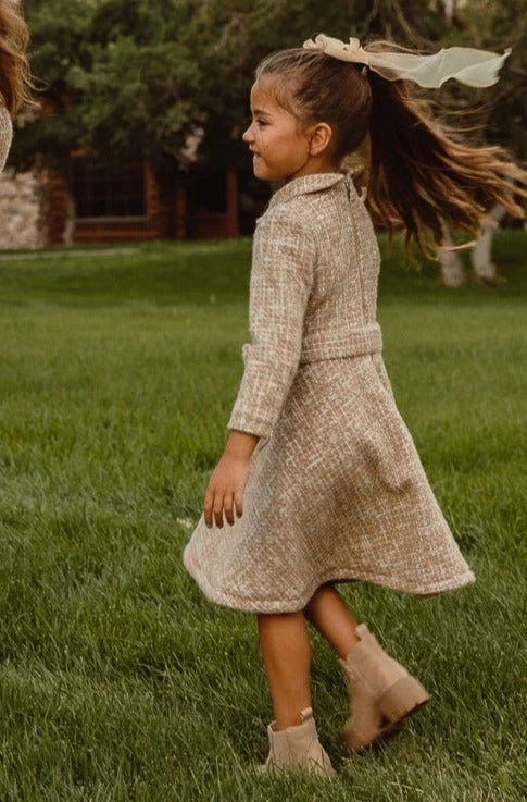 Mini Jackie Dress In Taupe Boucle - FINAL SALE - Image 5