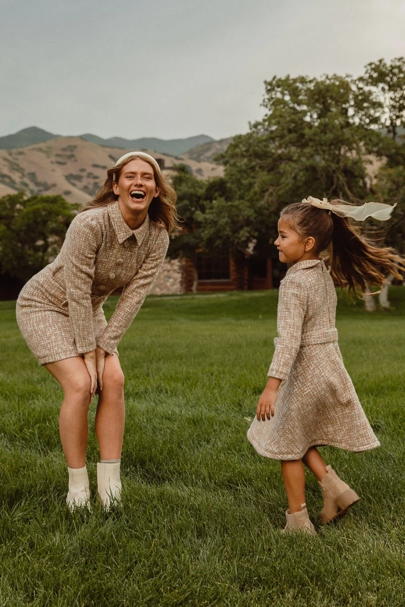 Jackie Dress In Taupe Boucle - FINAL SALE - Image 7