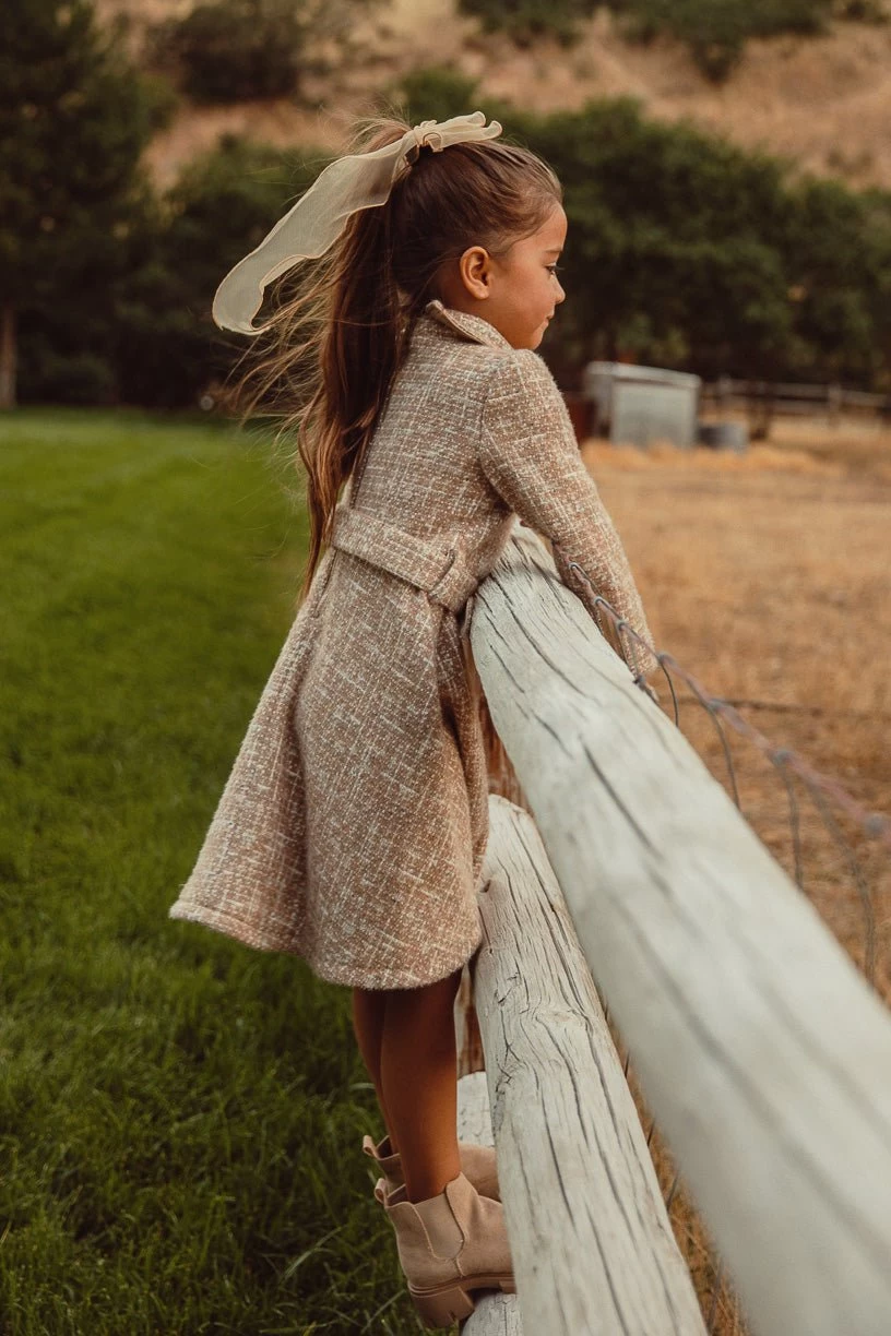 Mini Jackie Dress In Taupe Boucle - FINAL SALE - Image 2