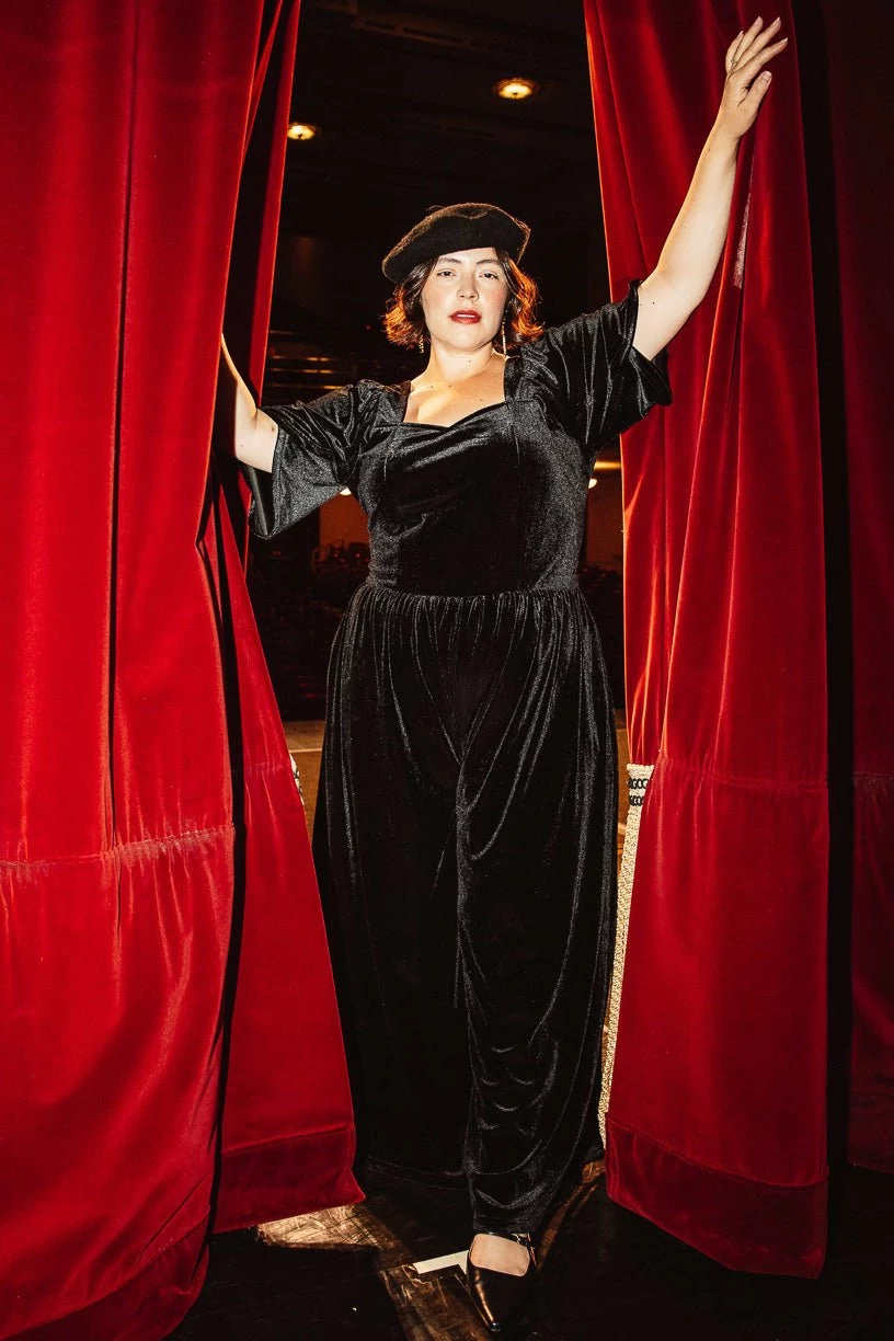 Livi Jumpsuit In Black Velvet - FINAL SALE - Image 2