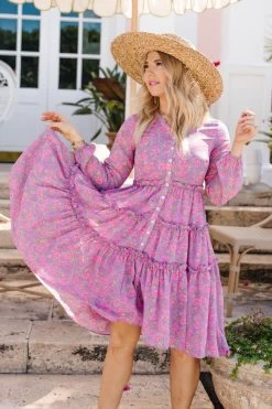 Lydia Dress In Pink Floral