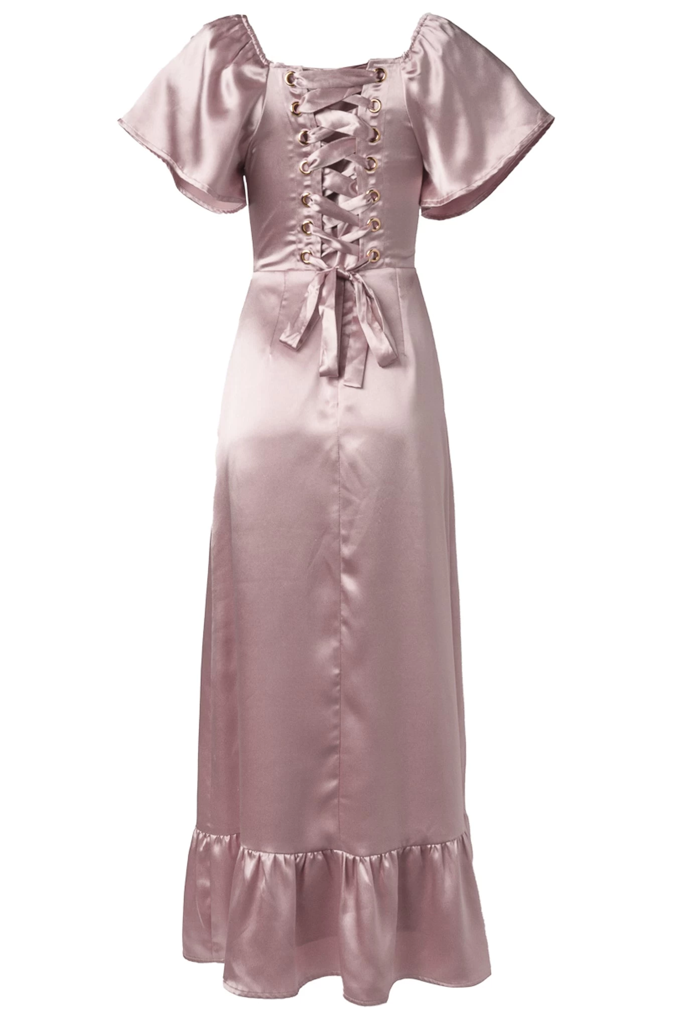 Maddie Dress In Blush Satin - Image 12