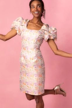 Nina Bow Dress In Pastel Jacquard