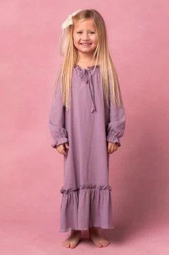 Mini Petra Long Sleeve Night Dress In Purple
