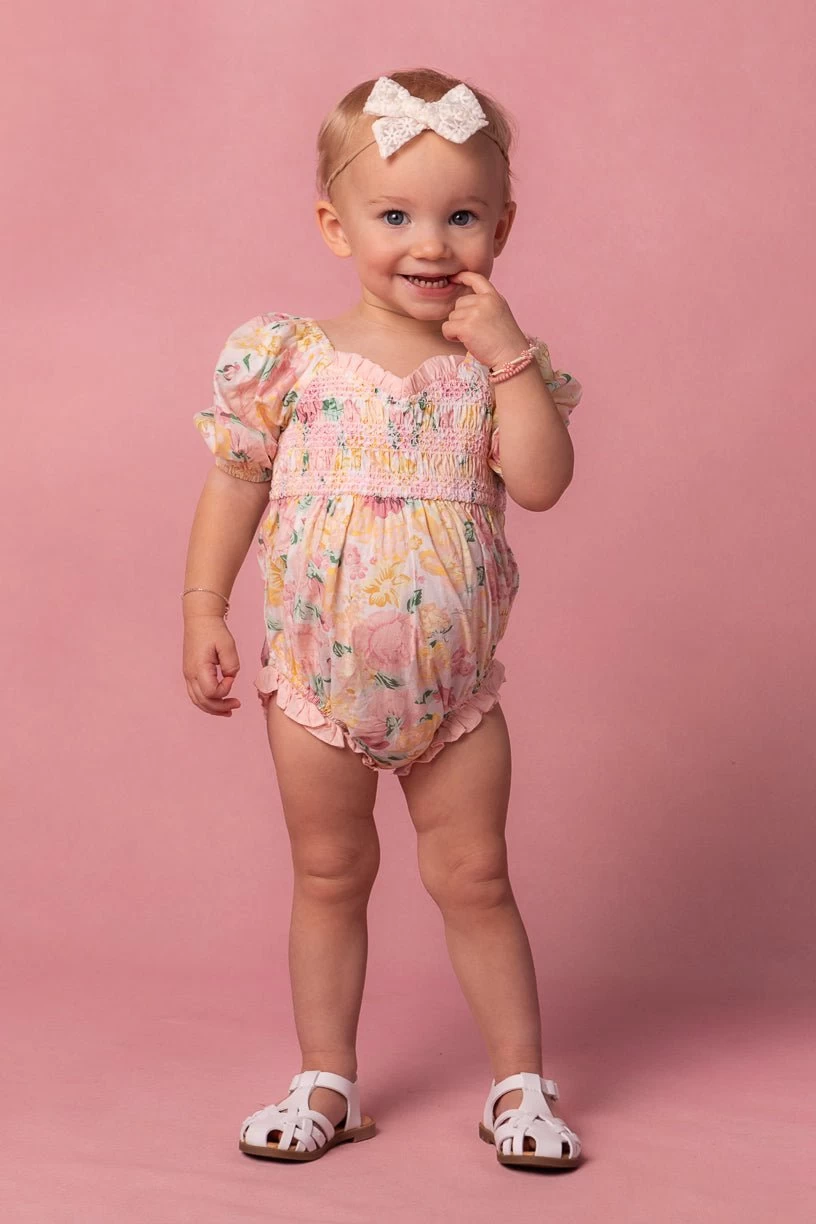 Baby Roselyn Romper In Pastel Floral