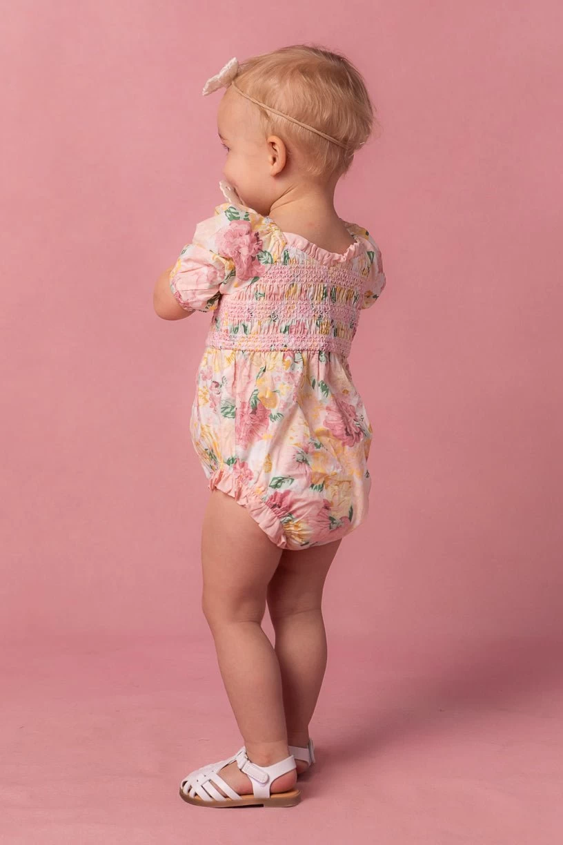 Baby Roselyn Romper In Pastel Floral - Image 4