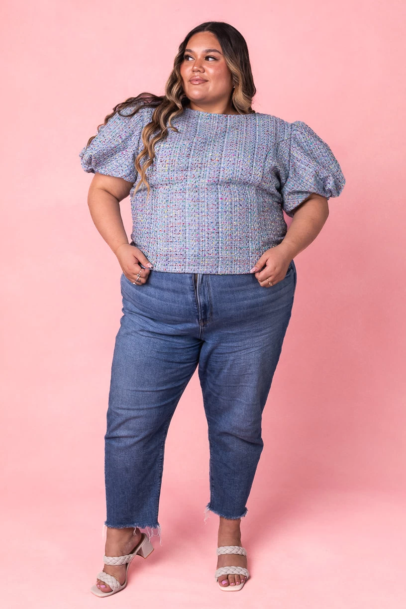 Roxie Top In Blue Tweed - Image 5