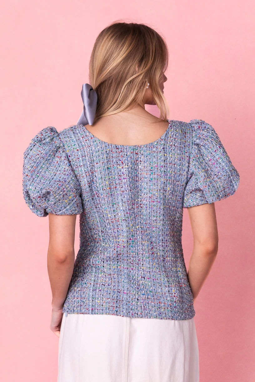 Roxie Top In Blue Tweed - Image 4