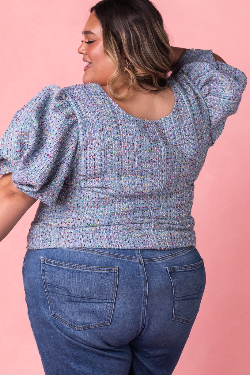 Roxie Top In Blue Tweed - Image 8