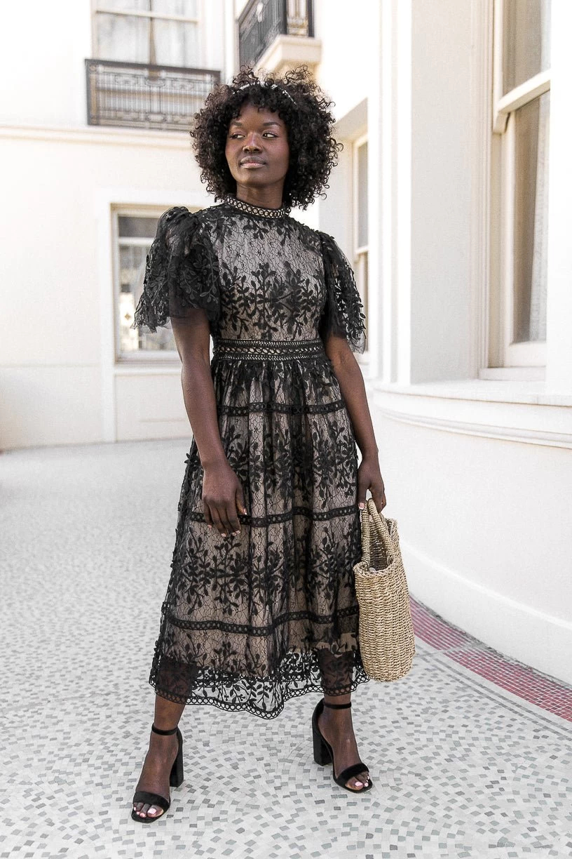 Sicily Dress With Flutter Sleeves In Black - FINAL SALE - Image 10