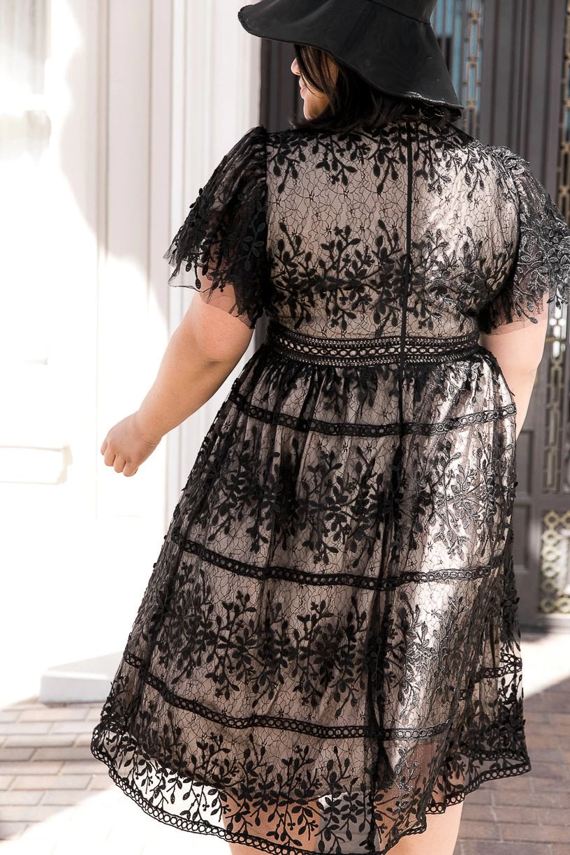 Sicily Dress With Flutter Sleeves In Black - FINAL SALE - Image 15