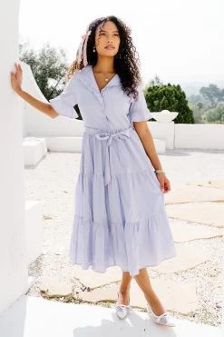 Sutton Dress In Pinstripe