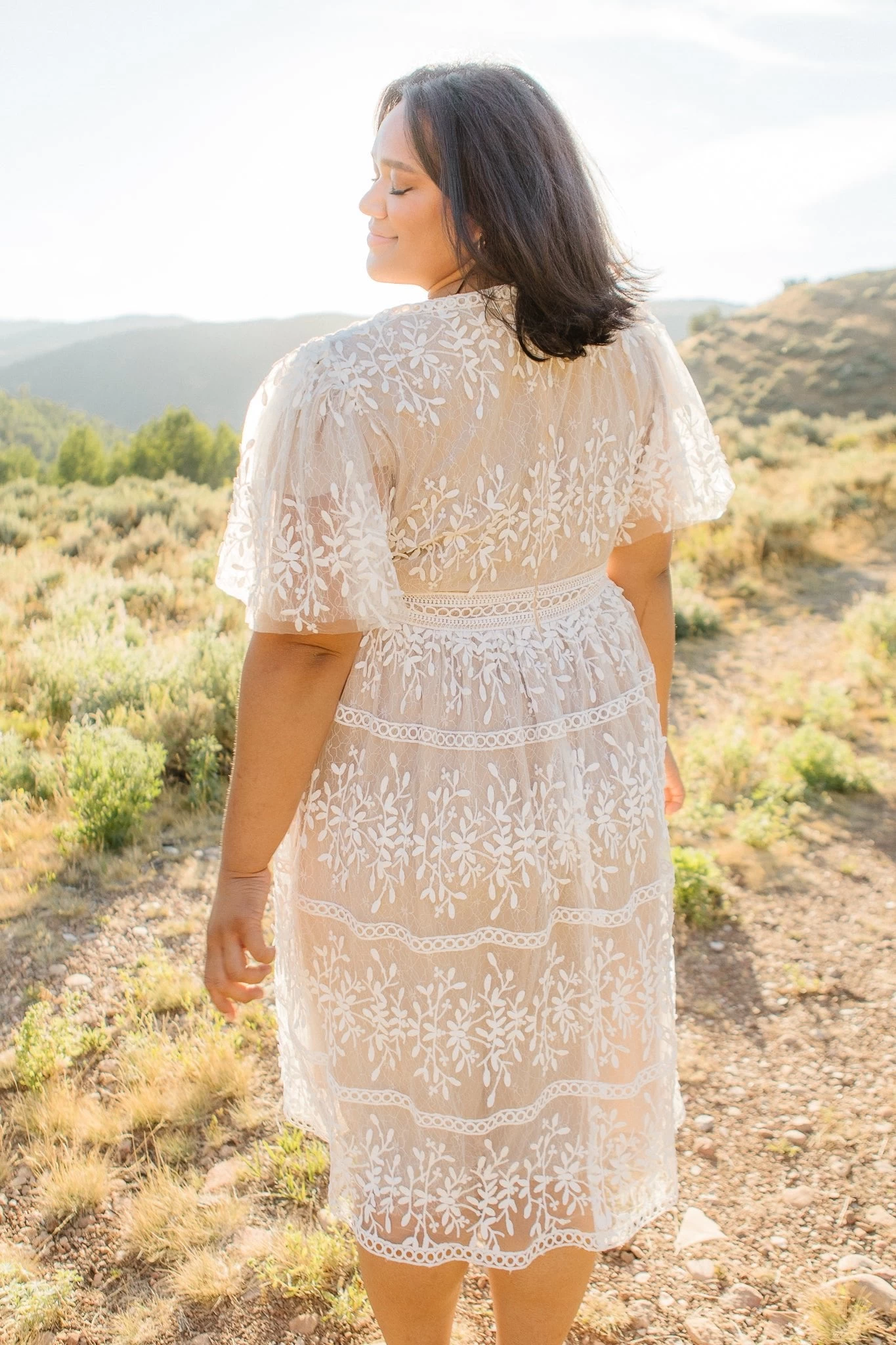 Venice Dress With Flutter Sleeves In Champagne - FINAL SALE - Image 8