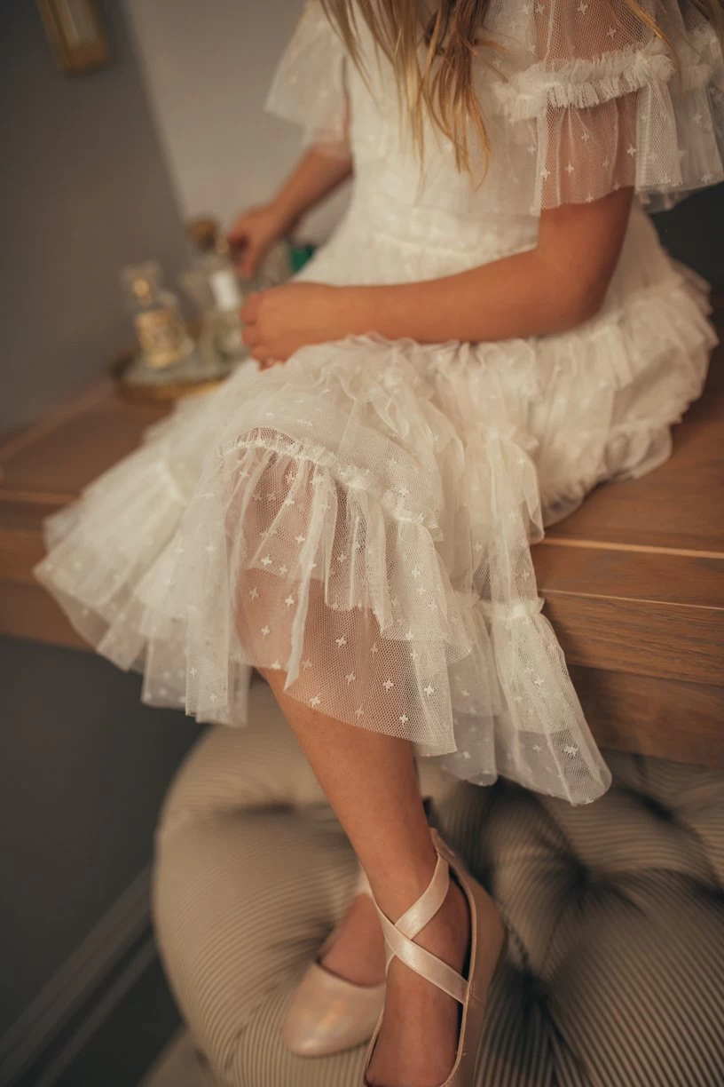 Mini Whimsical Dress In White - Image 4