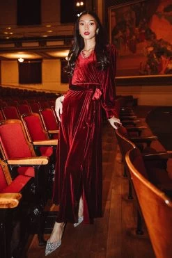 Andie Dress In Wine Velvet - FINAL SALE