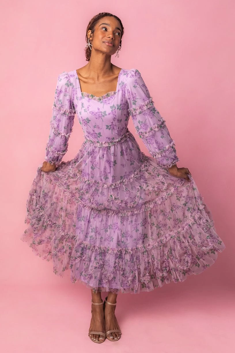 Catherine Dress In Lavender - Image 6