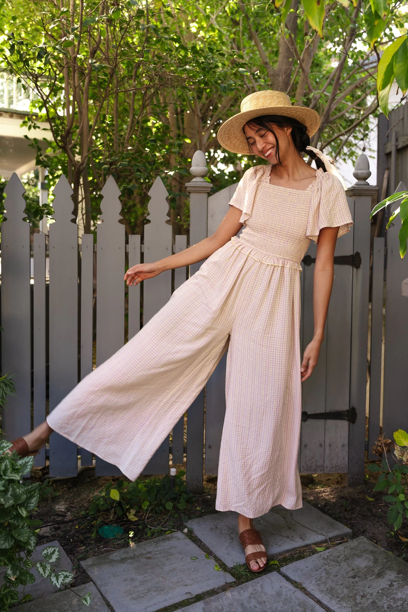 Indie Jumpsuit In Lavender Gingham - Image 2