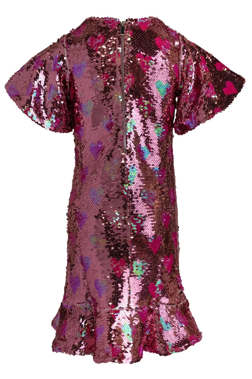 Mini Evelyn Dress In Sequin Hearts - Image 8