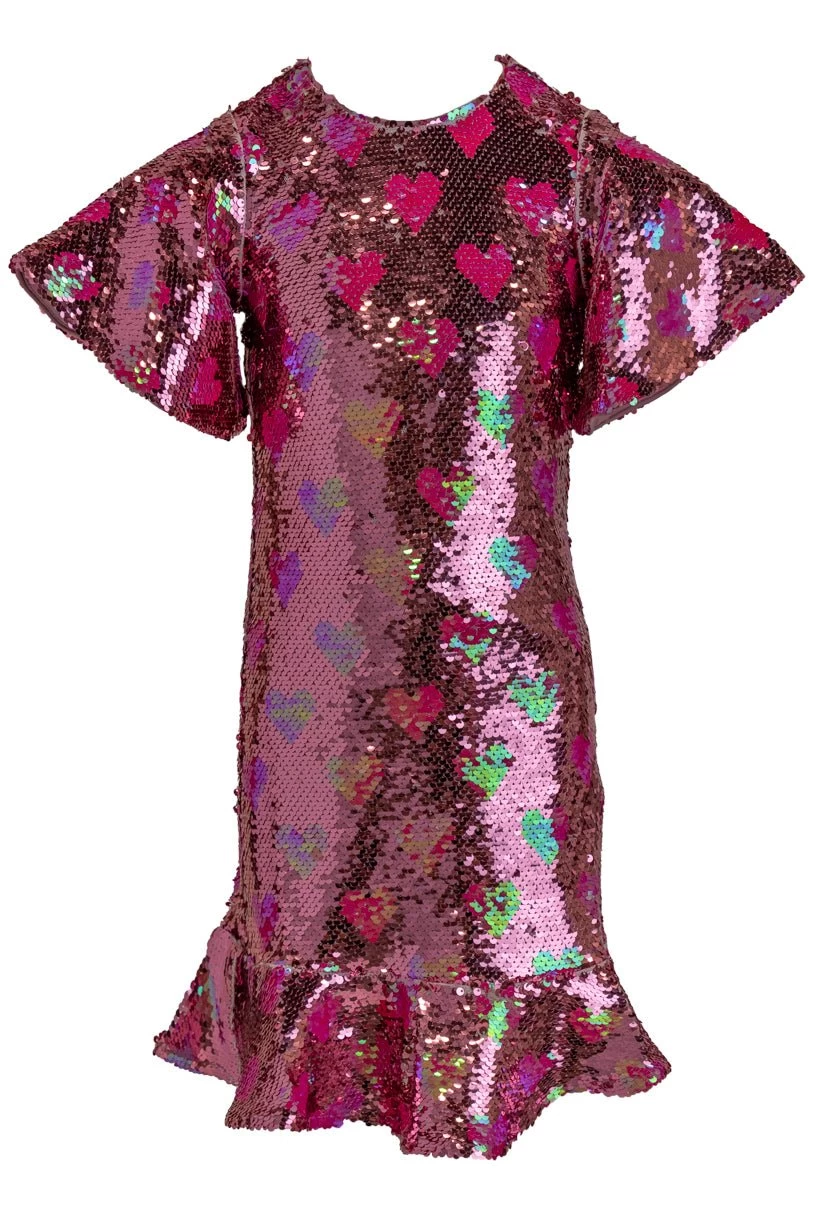 Mini Evelyn Dress In Sequin Hearts - Image 7