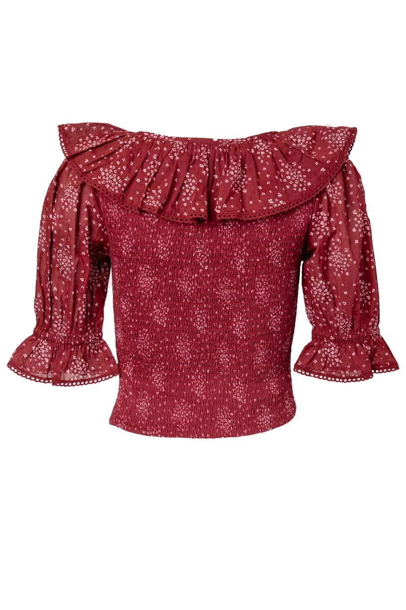 Gracie Top In Wine Floral - FINAL SALE - Image 3