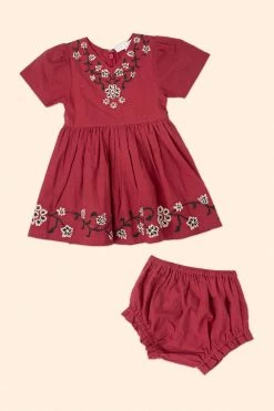 Baby Heidi Dress Set In Maroon - FINAL SALE
