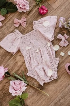 Baby Lennon Romper In Dusty Pink