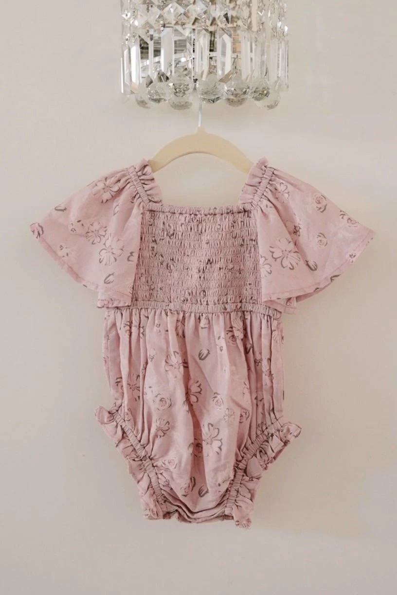 Baby Lennon Romper In Dusty Pink - Image 2