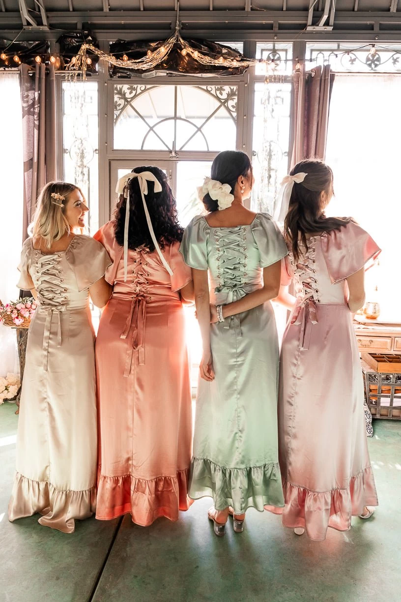 Maddie Dress In Blush Satin - Image 4