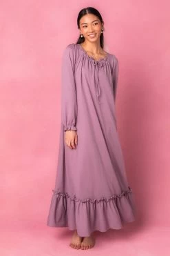 Petra Long Sleeve Night Dress In Purple