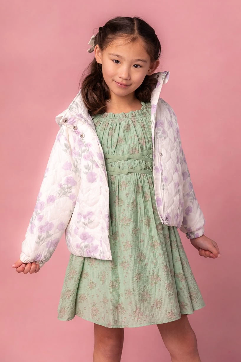 Mini Quilted Jacket In Lavender Floral - Image 9