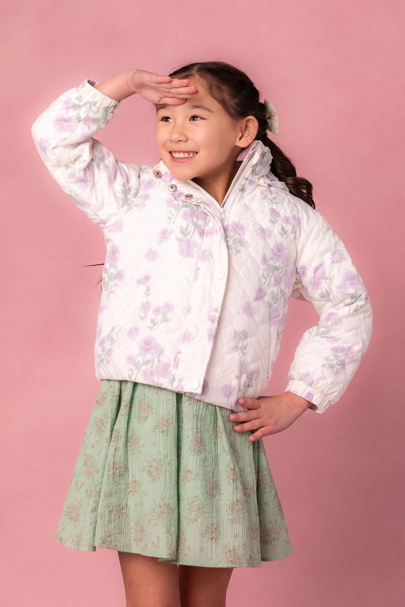 Mini Quilted Jacket In Lavender Floral - Image 5